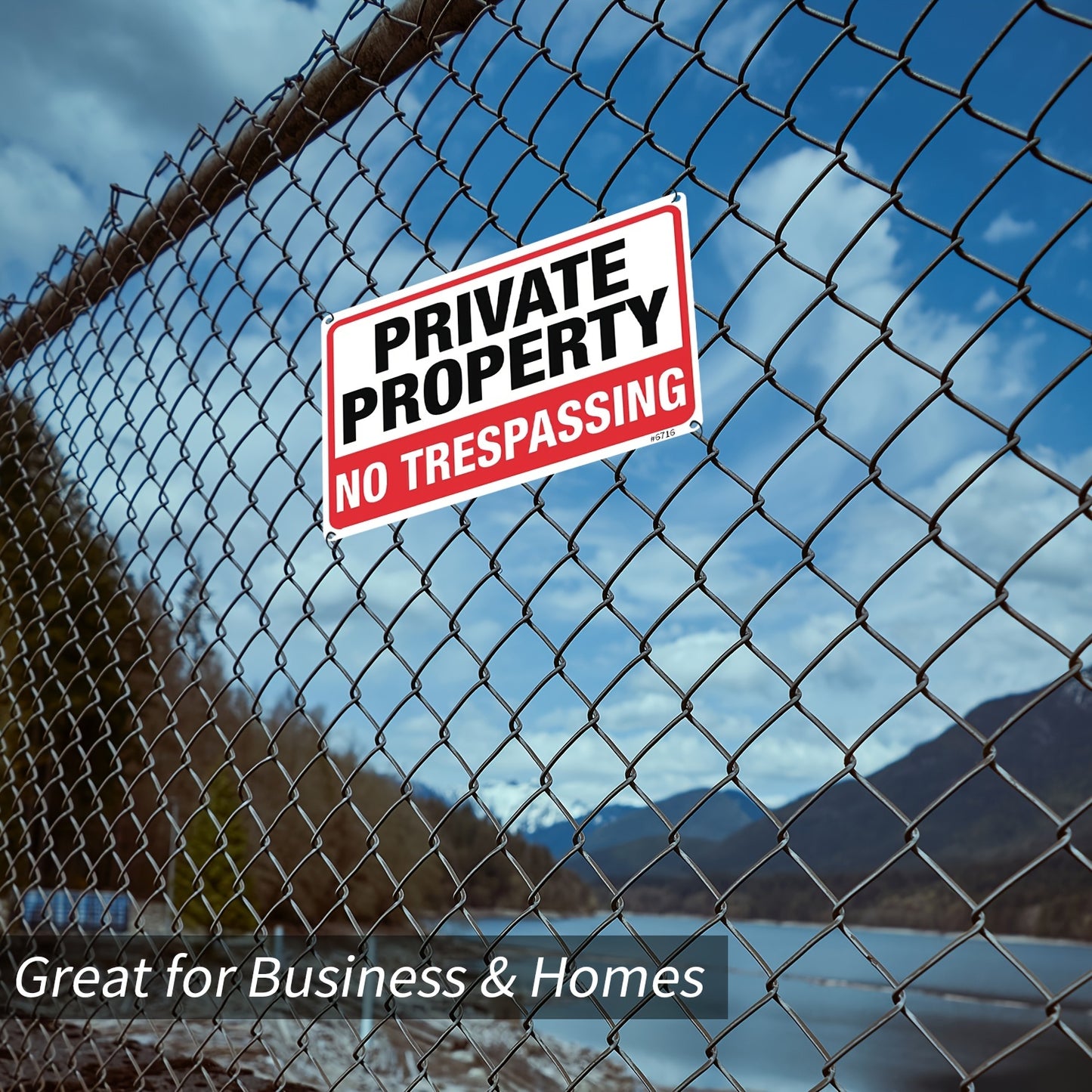 4pcs Private Property No Trespassing Metal Signs - 10"x7" Rust-Free Aluminum, Indoor & Outdoor Use