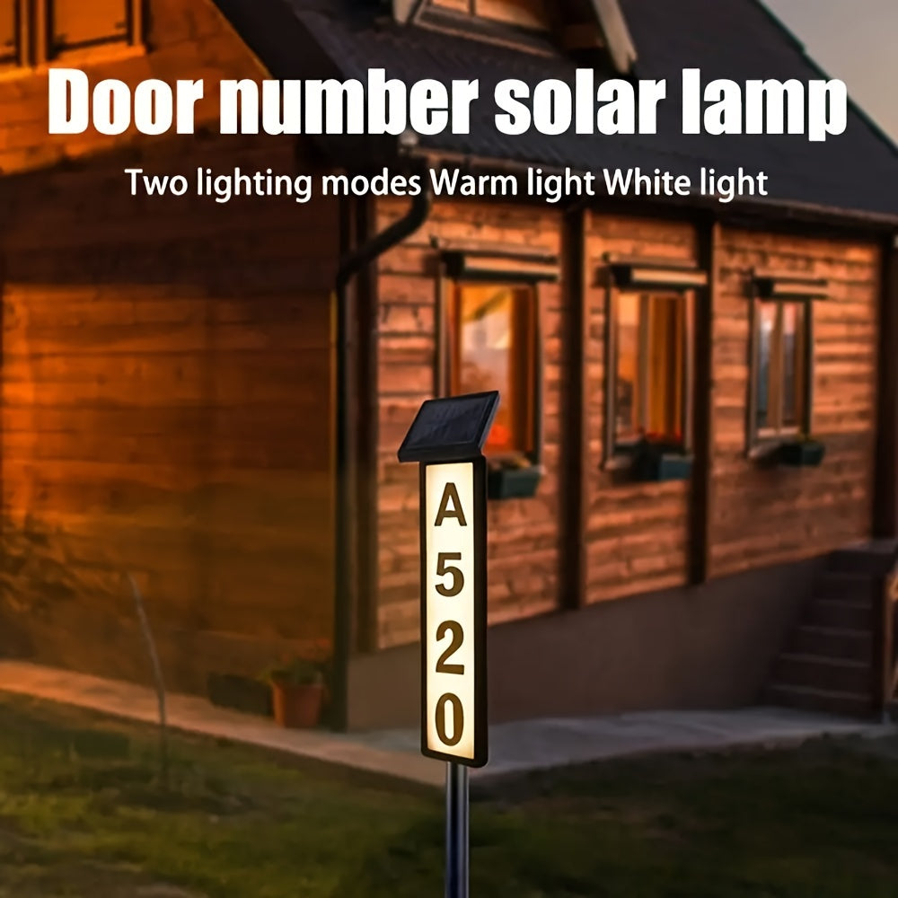 Solar-Powered LED Column Sign Light - Switchable White/Warm House Number Lighting, Automatic Night Activation, IP44 Waterproof - Ideal for Homes, Businesses and Address Signage, No Wiring Required