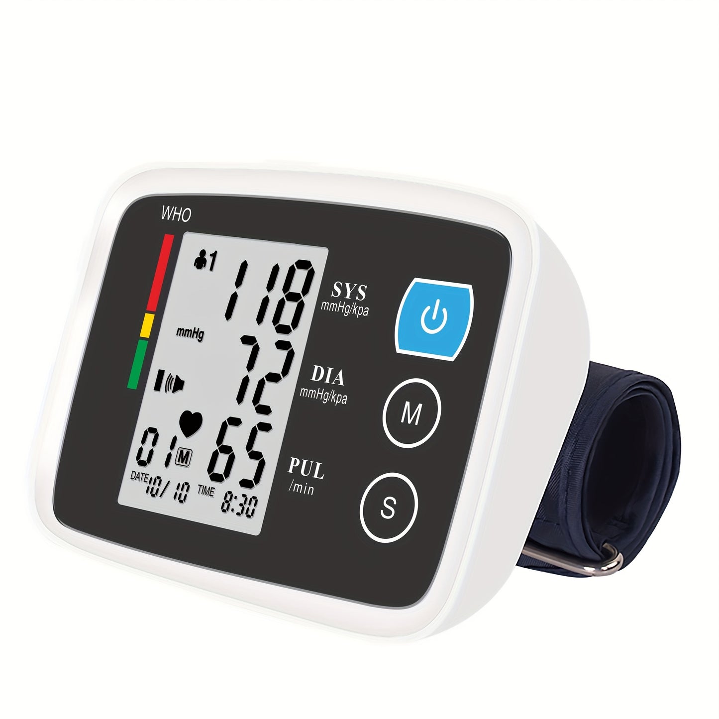 Automatic Upper Arm Blood Pressure Monitor - Large LED Display, Arrhythmia Indicator, Adjustable Cuff (8.7"-15.7"), Memory Function, Battery Operated (4xAAA Not Included) - CK-A155