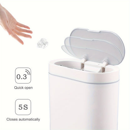 2.5 Gallon Slim Automatic Bathroom Trash Can – Waterproof Motion Sensor, 9.5L Capacity, Narrow Design for Bedroom, Office, and Small Spaces