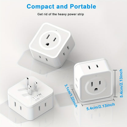 Multi Plug Outlet Splitter – 1pc/2pcs, 5-Outlet Extender Adapter, Side Outlet Splitter Box for Cruise, Travel, Office and Dorm Essentials