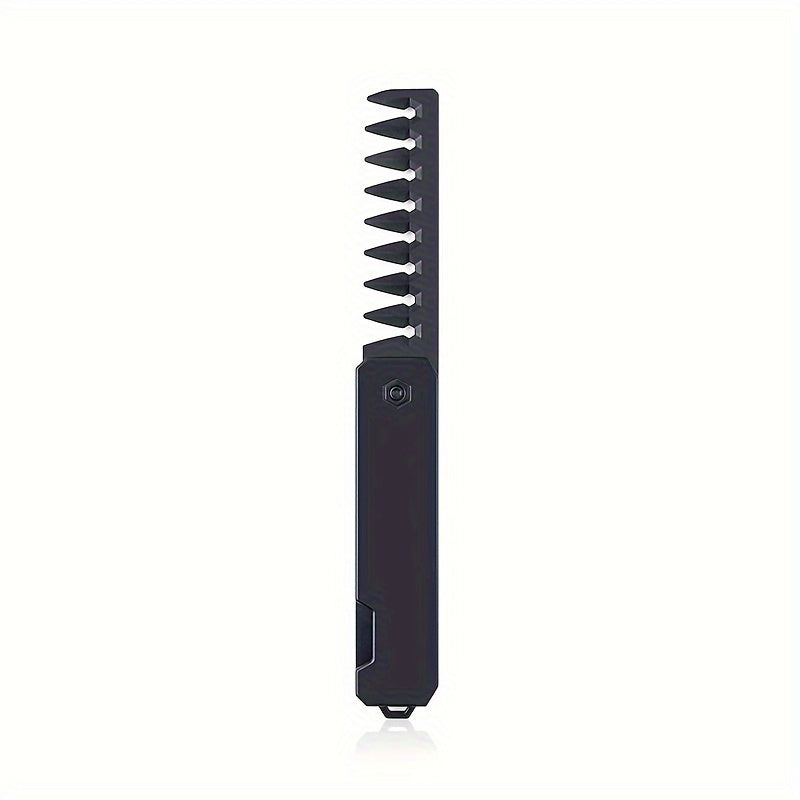 2-In-1 Folding Beard and Hair Styling Comb – Multi-Functional, No-Power Needed, Plastic Bristles for Men and Women – Beard Grooming Kit and Hair Straightener Comb