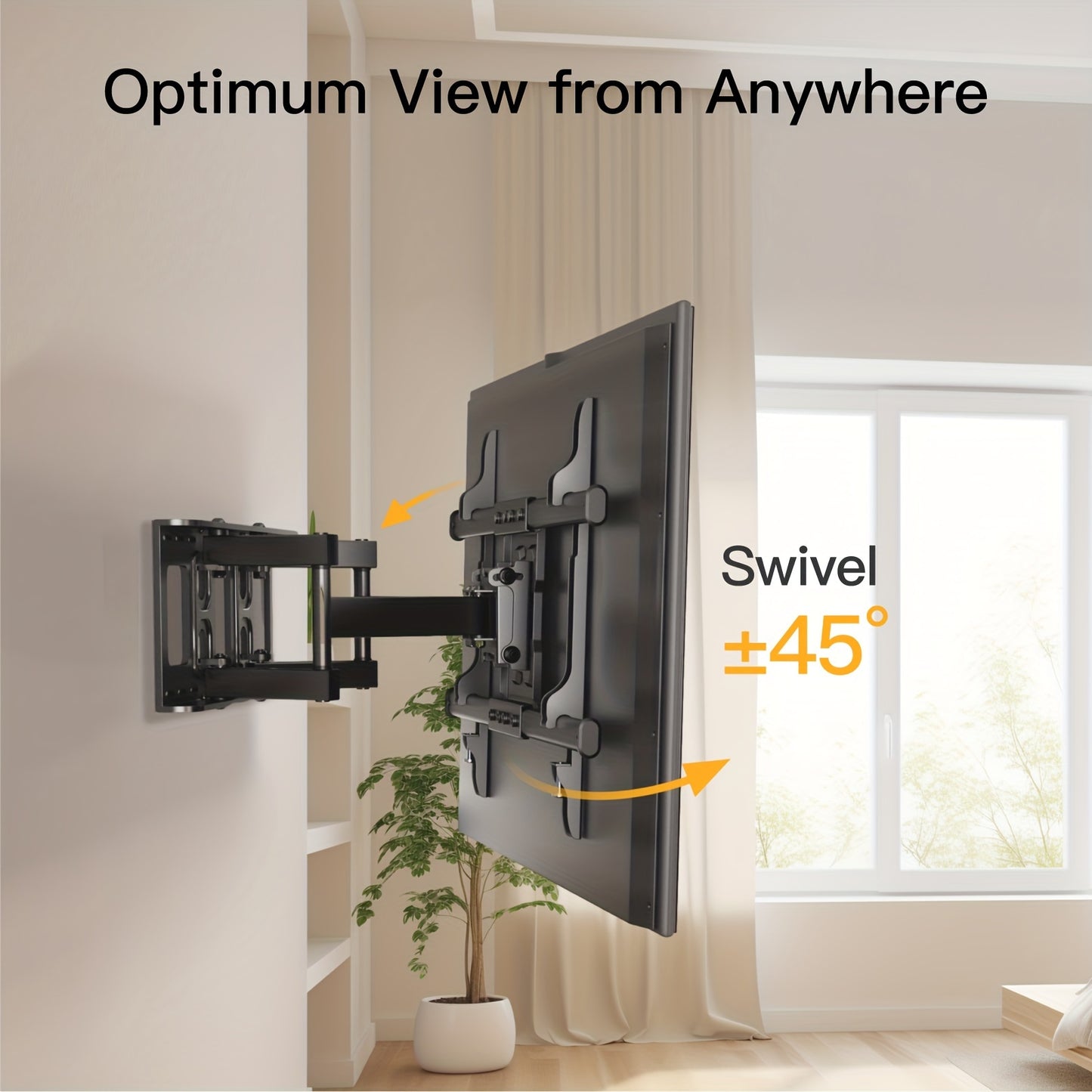 Adjustable Six-Arm Swivel TV Mount – Dual Full Motion Wall Bracket for 37-75 Inch TVs – Supports Up to 132 Lbs – VESA 200x100mm to 600x400mm Compatibility