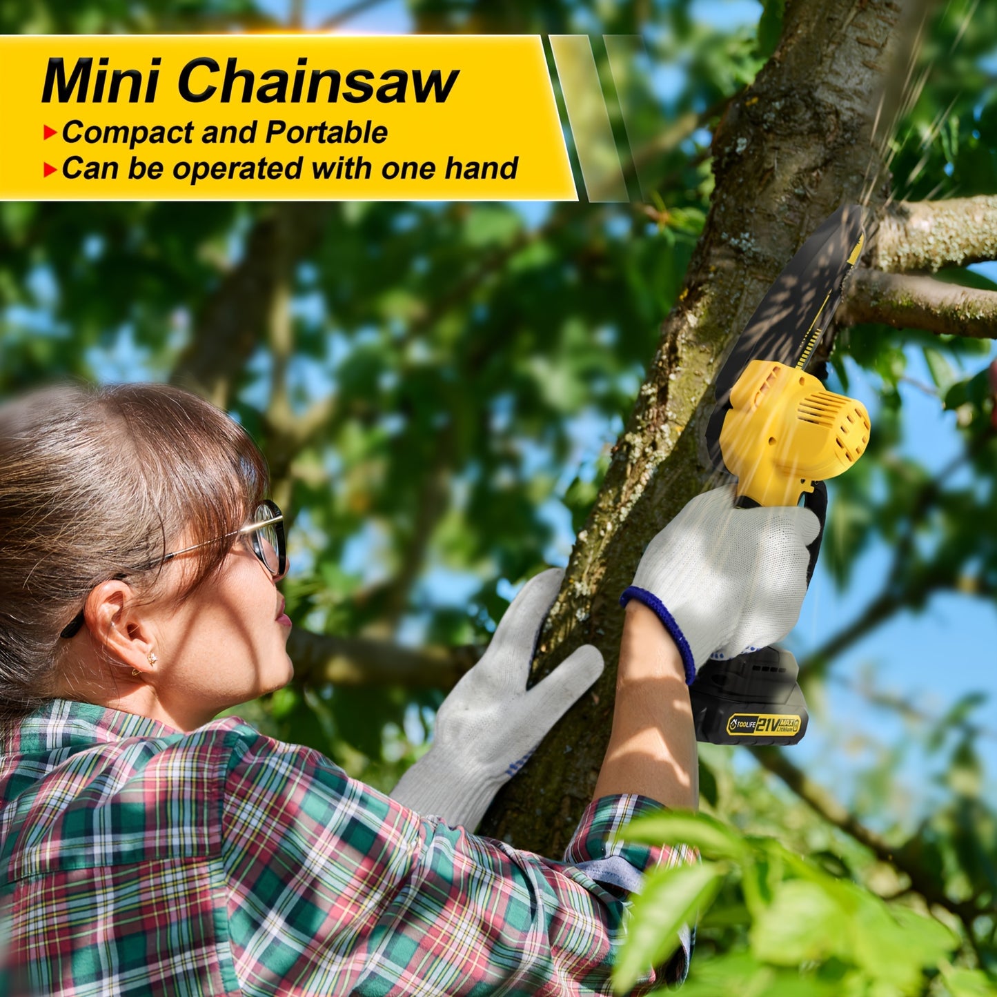 Mini Cordless Chainsaw – 6 Inch Handheld Electric for Tree Trimming & Cutting, Battery Powered, Perfect Gift for Father's Day, Gardeners, Anniversaries and Birthdays