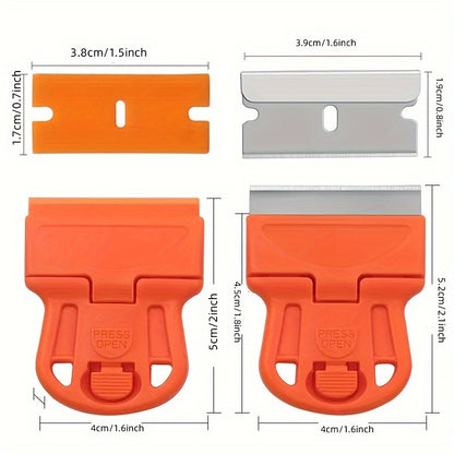 2pcs Mini Razor Blades Scraper - Removes Decals, Stickers, Old Glue, Glass and Car Window Film, Paint, Labels, and Debris