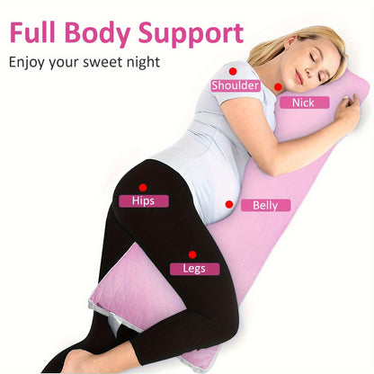 Memory Foam Body Pillow - Full Body Pillow for Adults, Firm Support for Side, Back & Stomach Sleepers, Ideal for Pregnancy