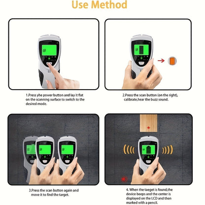 5 in 1 SHAWTY ProFinder Wall Scanner - Electronic Stud Detector with LCD Display, Audio Alarm, and Accurate Beam Finders for Wood, Metal, and AC Wire Detection