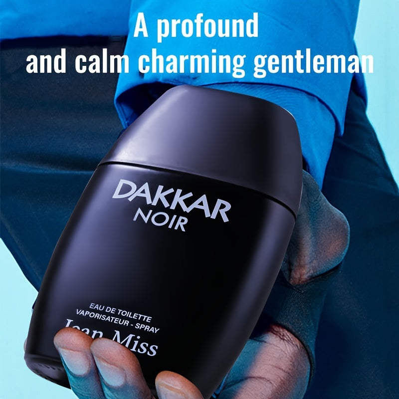 Dakkar Noir Eau de Toilette for Men - 3.4 fl oz Musk and Woody Scent, Alcohol-Based with 5-15% Concentration - Ideal for Dates and Parties, Formaldehyde-Free