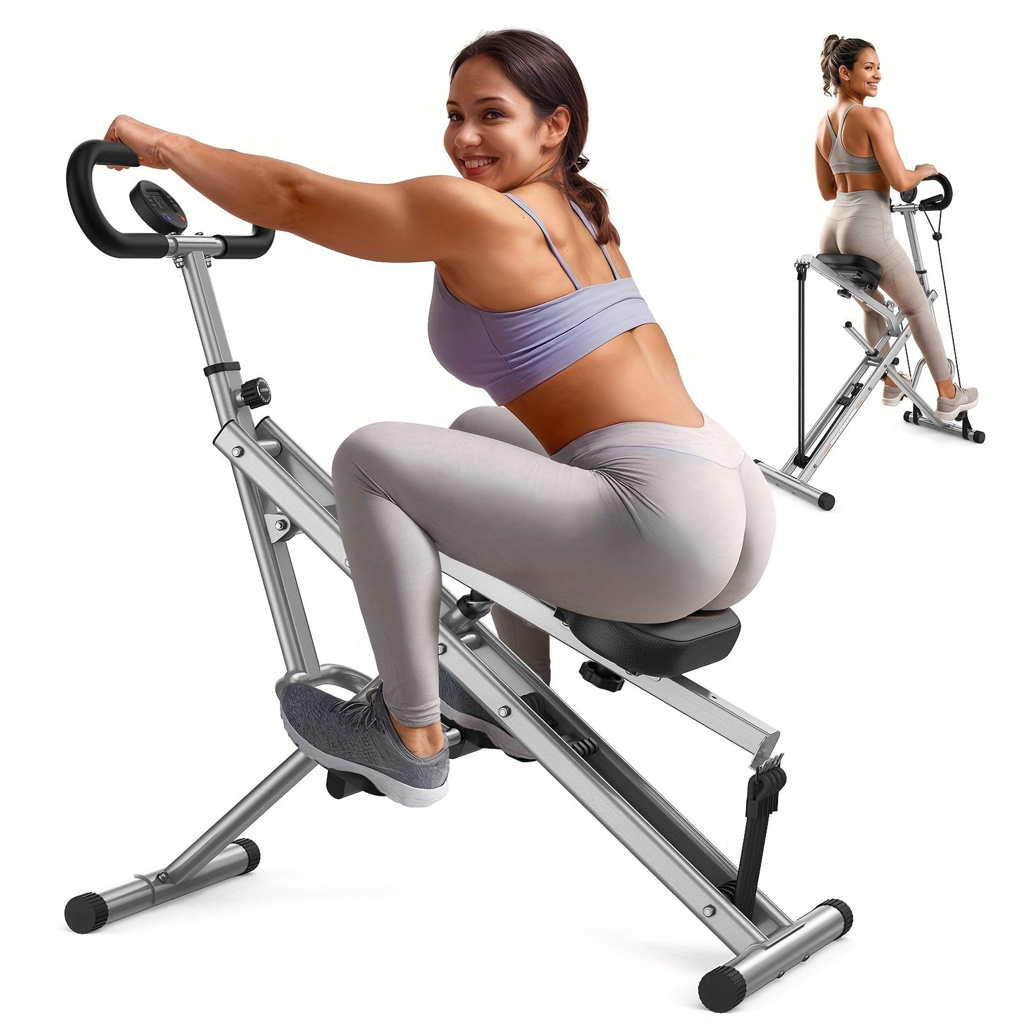 2 in 1 Squat and Rowing Machine - Foldable Glute Trainer for Home Workouts - Easy Setup, Perfect Gift for Men and Women