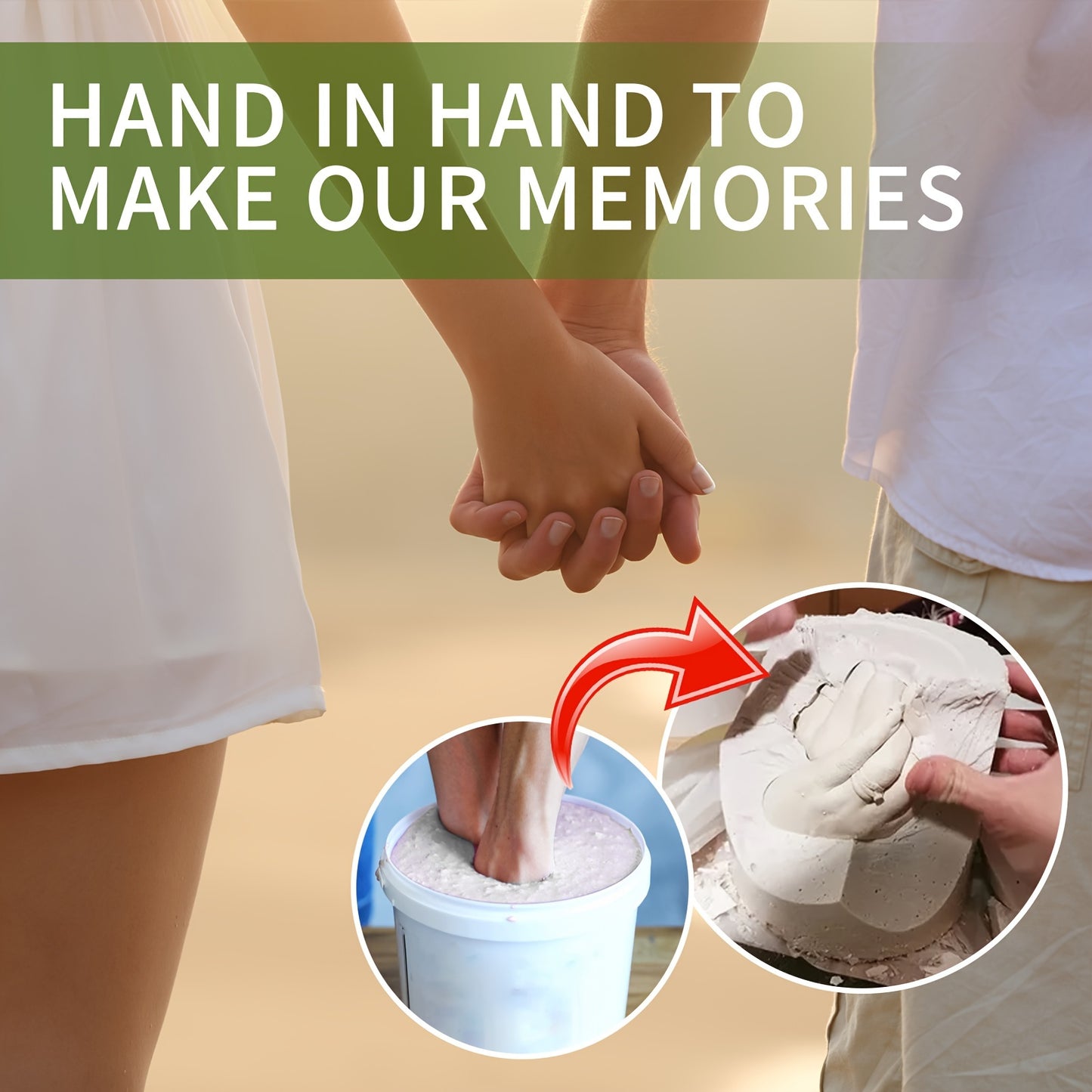 Couple Hand Models Kit - DIY 3D Hand and Foot Cloned Powder for Baby, Toddler, Valentine's Day, Halloween and Christmas Gifts, Create Personalized Memories