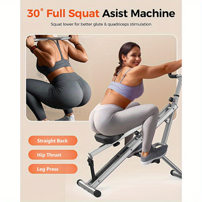 2 in 1 Squat and Rowing Machine - Foldable Glute Trainer for Home Workouts - Easy Setup, Perfect Gift for Men and Women