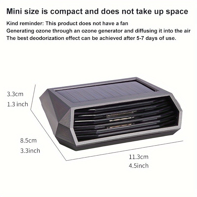 Solar-Powered Car Air Purifier - Automatic Odor Decomposition, Sterilization and Disinfection, No Consumables Needed, Built-in Lithium Battery