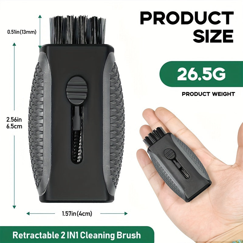 Retractable Pocket Golf Club Cleaning Brush – Dual-Sided Wire Brush Groove Cleaner, Essential Golf Accessory