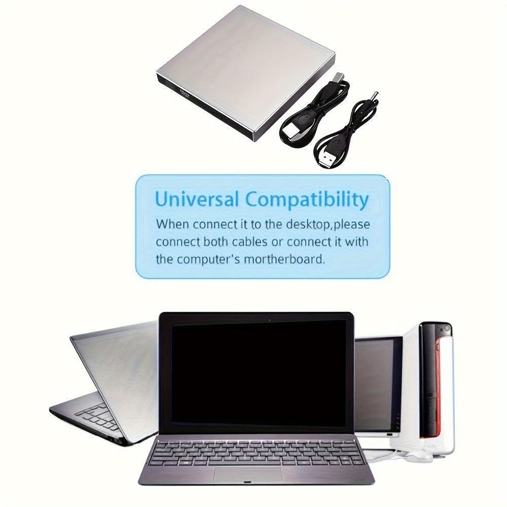 External CD DVD Drive for Laptop – Portable Slim USB 2.0 CD/DVD Burner Player, Compatible with Windows, Linux, and Mac OS