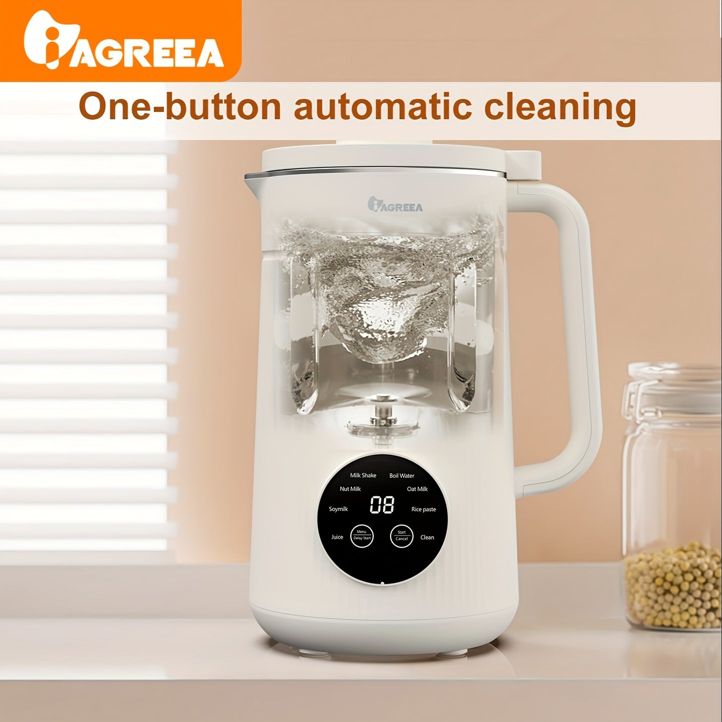 1000ml Soybean Milk Master - Automatic Temperature Control, Intelligent Touch, One-Button Cleaning, Boiling-Free Juicer - Stainless Steel, White, Kitchen Essential for Nut and Soy Milk