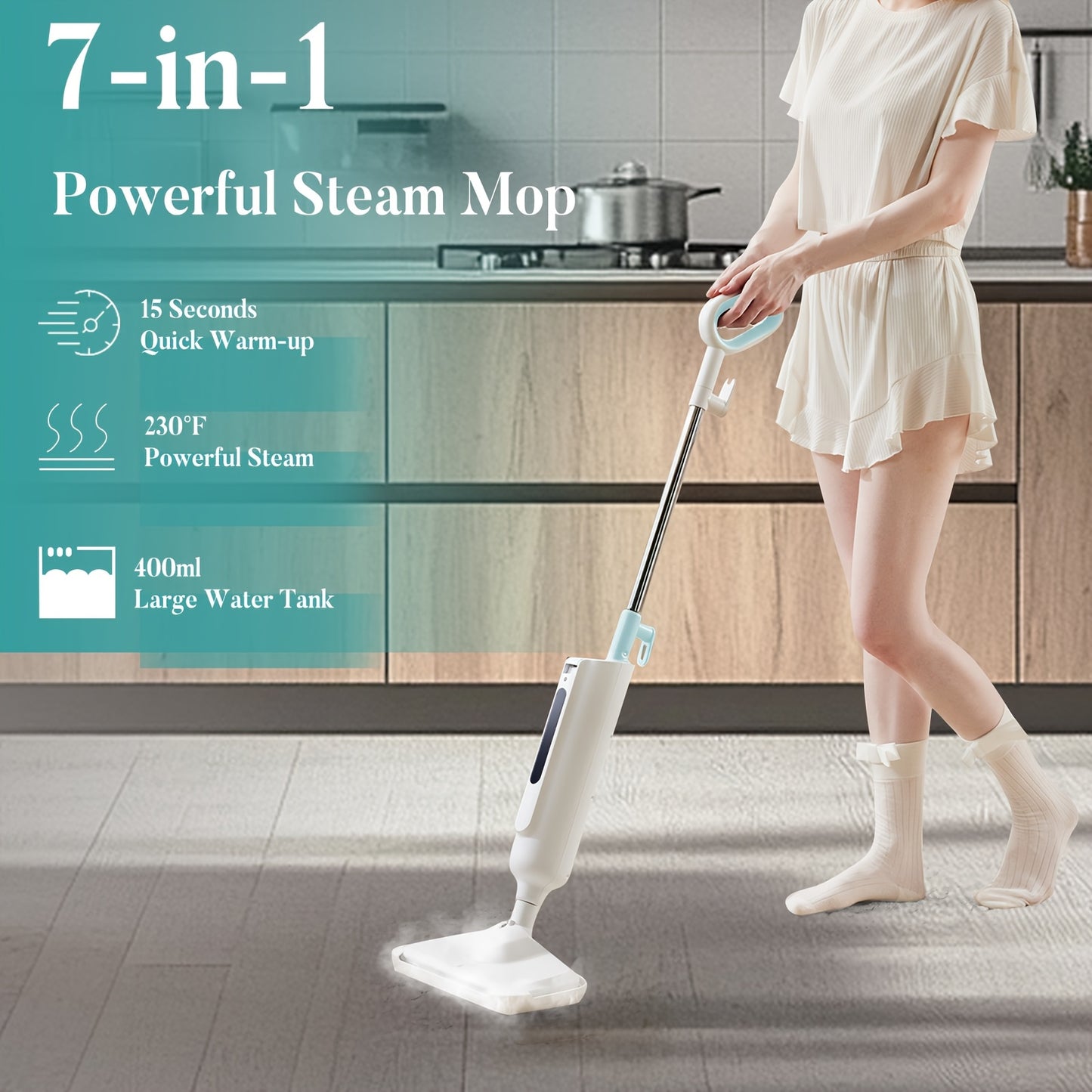 Powerful Steam Mop for Hardwood, Carpet, and Tile – 1300W Floor Steamer with 11.16oz Capacity, 30s Fast Heat-Up – Includes Carpet Glider and 2 Washable Microfiber Pads