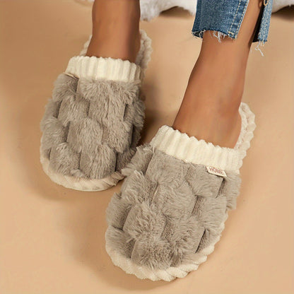 Cozy Winter Fuzzy Slippers – Soft, Warm Closed-Toe Shoes for Indoor Use – Plush Slip-On Design with Gentle Grip Sole