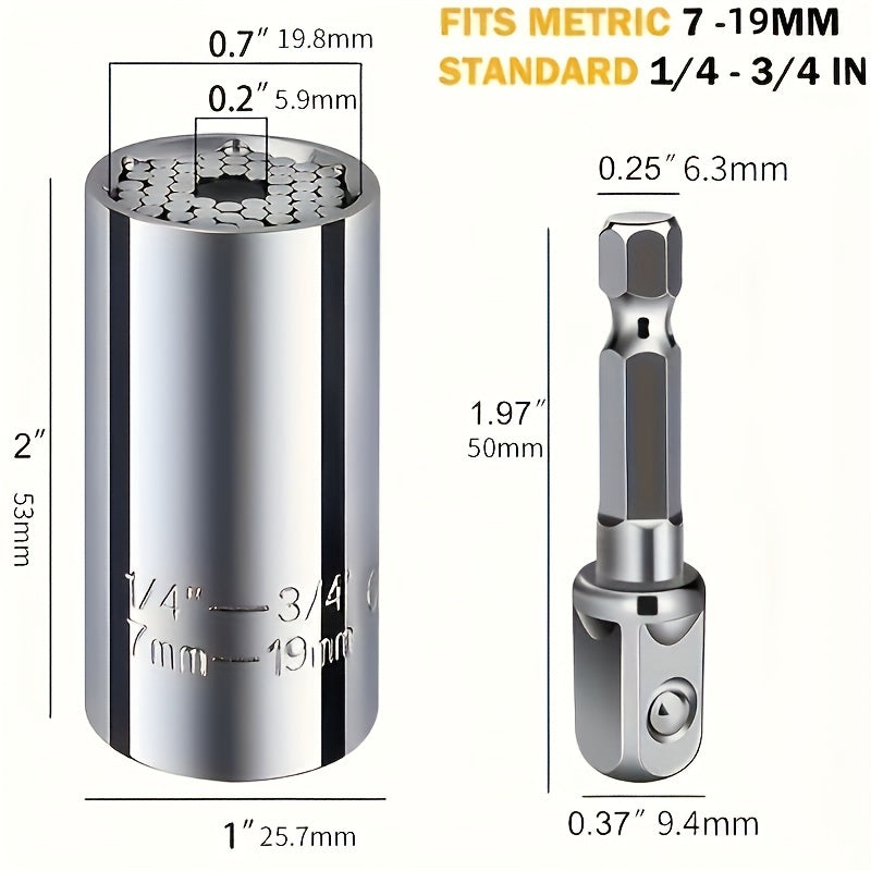 Universal Torque Wrench Set - 7-19mm Hexagonal Multi-Functional Universal Socket