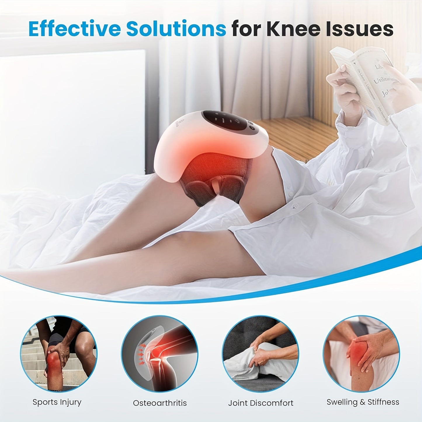 Cordless Multi-Function Knee Massager – Electric Massager with Heating, Vibration, and Multi-Function Screen for Comforting Massage and Relaxation