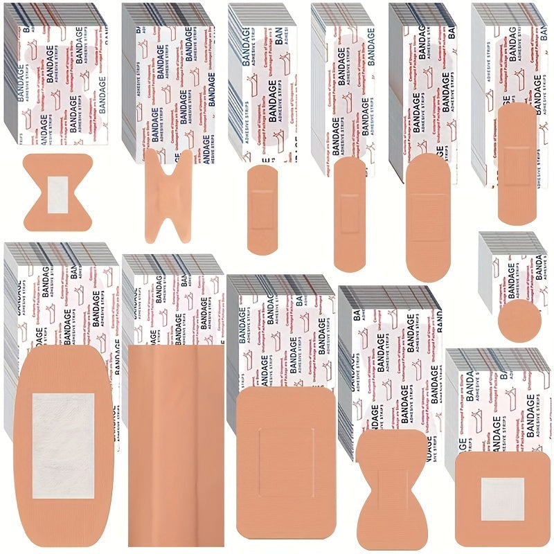 180/360pcs Flexible Fabric Adhesive Bandages - Assorted Styles, Breathable for Fingertips & Knuckles, Various Sizes for First Aid & Wound Care