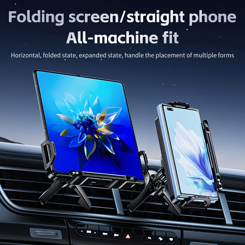 2024 New 2 in 1 Car Holder for Folding Screens - 15W Wireless Fast Charging, Automatic Rotating Magnetic Mount, Air Outlet Compatible, Ideal for Samsung Galaxy ZFold6