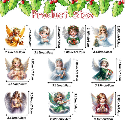 10pcs Handcrafted Wooden Christmas Angel Ornaments with Rope - Festive Holiday Tree Decorations, No Battery Required