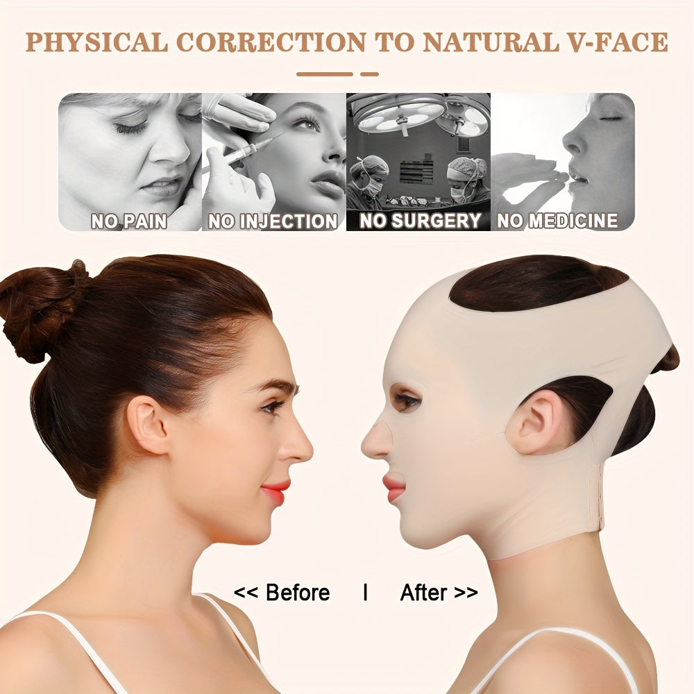 Facial Lifting Mask - Full Coverage V-Line Belt, Reusable Double Chin Care, Ultra-Thin and Comfortable Beauty Bandage for Summer