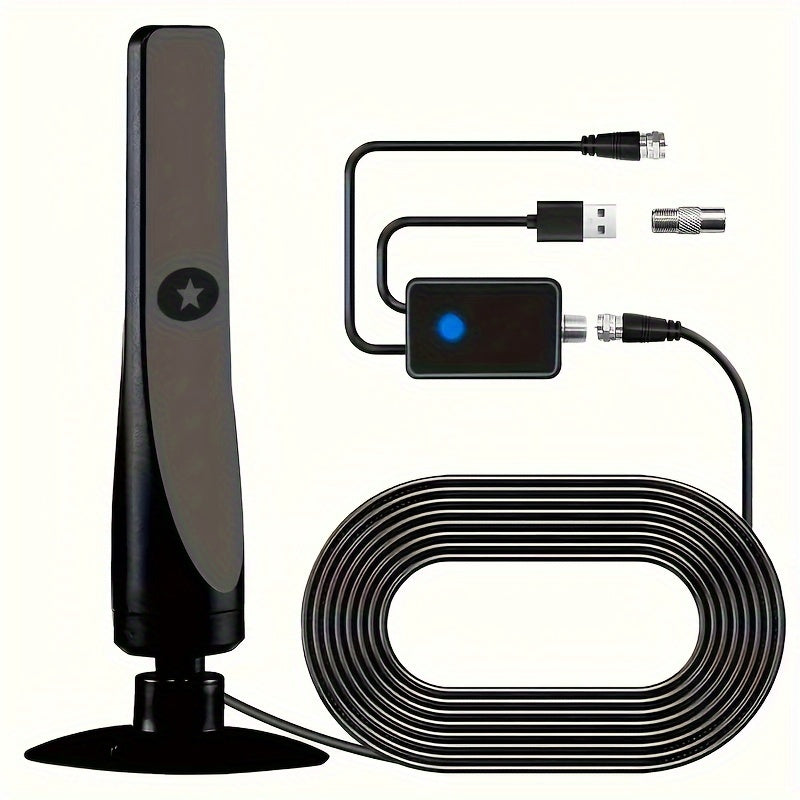 2024 New Indoor DTV Antenna with Signal Amplifier - 360 Mile Range, Supports Smart/Traditional TVs, 4K 1080P Ultra HD, Includes 10ft Coaxial Cable