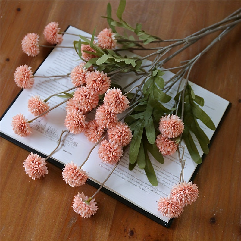 5pcs Autumn Dandelion Simulation Flowers – Artificial Chrysanthemums for Thanksgiving, Halloween, and Harvest Decor, Ideal for Home, Room, and Wedding Decorations