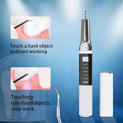 Rechargeable Electric Tooth Cleaner - 5 Speed Modes, USB Charging, Mirror and 2 Interchangeable Cleaning Tools with LED Light for Stain and Tartar Removal