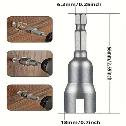 Butterfly Bolt Socket Wrench - 6.35mm Hex Shank Socket Adapter Nut for Power Tools, Slotted Electric Screwdriver