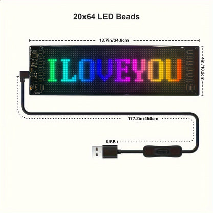 Christmas LED Scrolling Lights - Programmable Car Advertising Sign with Smart APP, High Refresh Rate Screen for 2024 Holiday Decorations