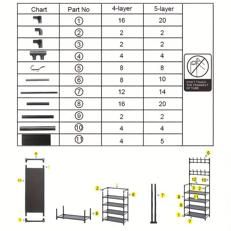 1pc 4/5 Layer 23in Carbon Steel Coat Rack - Multipurpose Coat Hanger and Shoe Shelf, Black/White, Self Assembly Required