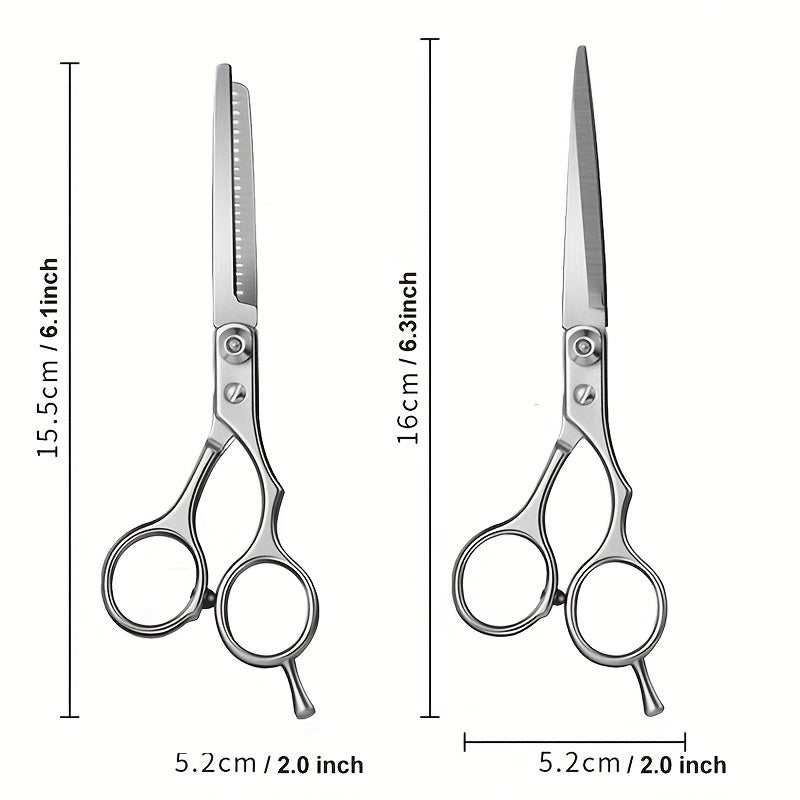 Hair Cutting Scissors and Thinning Shears Kit – Professional Barber Sharp Hairdressing Tools with Accessories in PU Leather Case for Men and Women