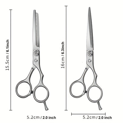 Hair Cutting Scissors and Thinning Shears Kit – Professional Barber Sharp Hairdressing Tools with Accessories in PU Leather Case for Men and Women