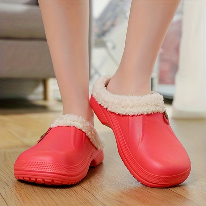 Warm and Cozy Solid Color Round Toe Slippers - Non-Slip Sole for Indoor Comfort