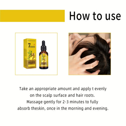 7 Day Ginger Hair Essential Oil Serum - Penetrates Root to Tip for Healthy Hair