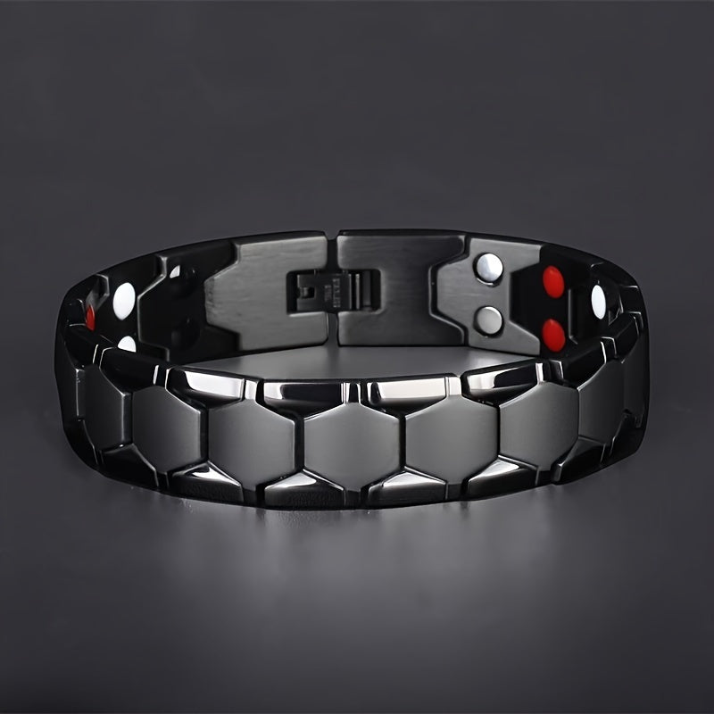 4-in-1 Boho Style Alloy Men's Titanium Steel Magnetic Bracelet – Waterproof, Colorfast, Stylish Accessory for Everyday Wear – Ideal Gift for Him