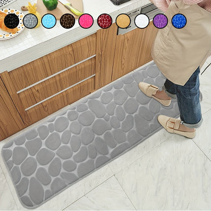 Cobblestone Pattern Bath Rug – Soft Non-Slip Quick Dry Mat, Water Absorbent Shower Carpet for Home, Bathroom, Kitchen, Laundry, Bedroom, and Indoor Use