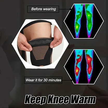 Buy 1 Get 1 Free – 2 pcs Premium Copper Ion Fiber Knee Pads for Enhanced Patella Protection, Breathable and Thickened for Warmth, Ideal for Fitness and Outdoor Activities