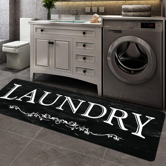 Black and White Text Pattern Rug – Soft, Comfortable, Waterproof Non-Slip Floor Mat, Absorbent and Machine Washable for Kitchen, Living Room, Bedroom, Hallway, Bathroom