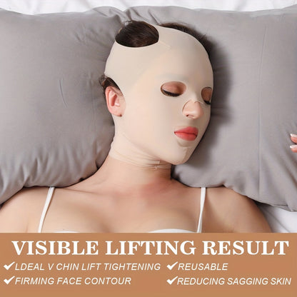 Facial Lifting Mask - Full Coverage V-Line Belt, Reusable Double Chin Care, Ultra-Thin and Comfortable Beauty Bandage for Summer