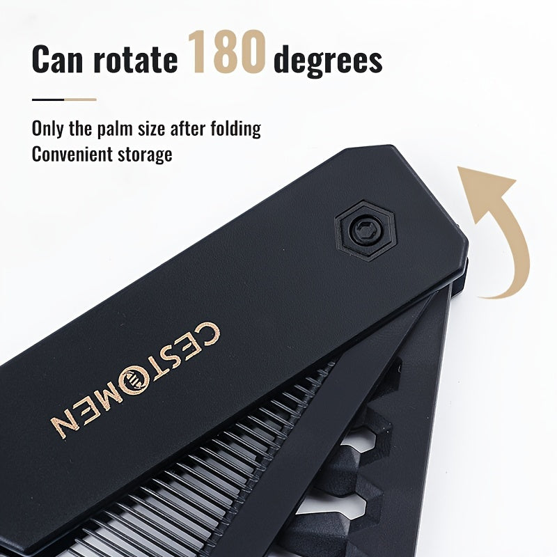 2-In-1 Folding Beard and Hair Styling Comb – Multi-Functional, No-Power Needed, Plastic Bristles for Men and Women – Beard Grooming Kit and Hair Straightener Comb