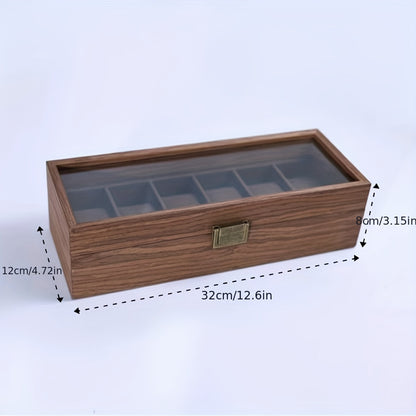 Walnut Wooden Watch Box - European Wrist Watch Storage Organizer with Transparent Lid, Dustproof Display Case, Available in 3/6/10/12-Slot for Watch Gift Packaging