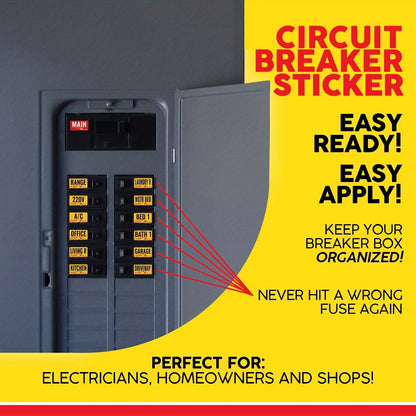 129 Weatherproof Circuit Breaker Box Labels - Conspicuous Identification Stickers for Fuse Boxes