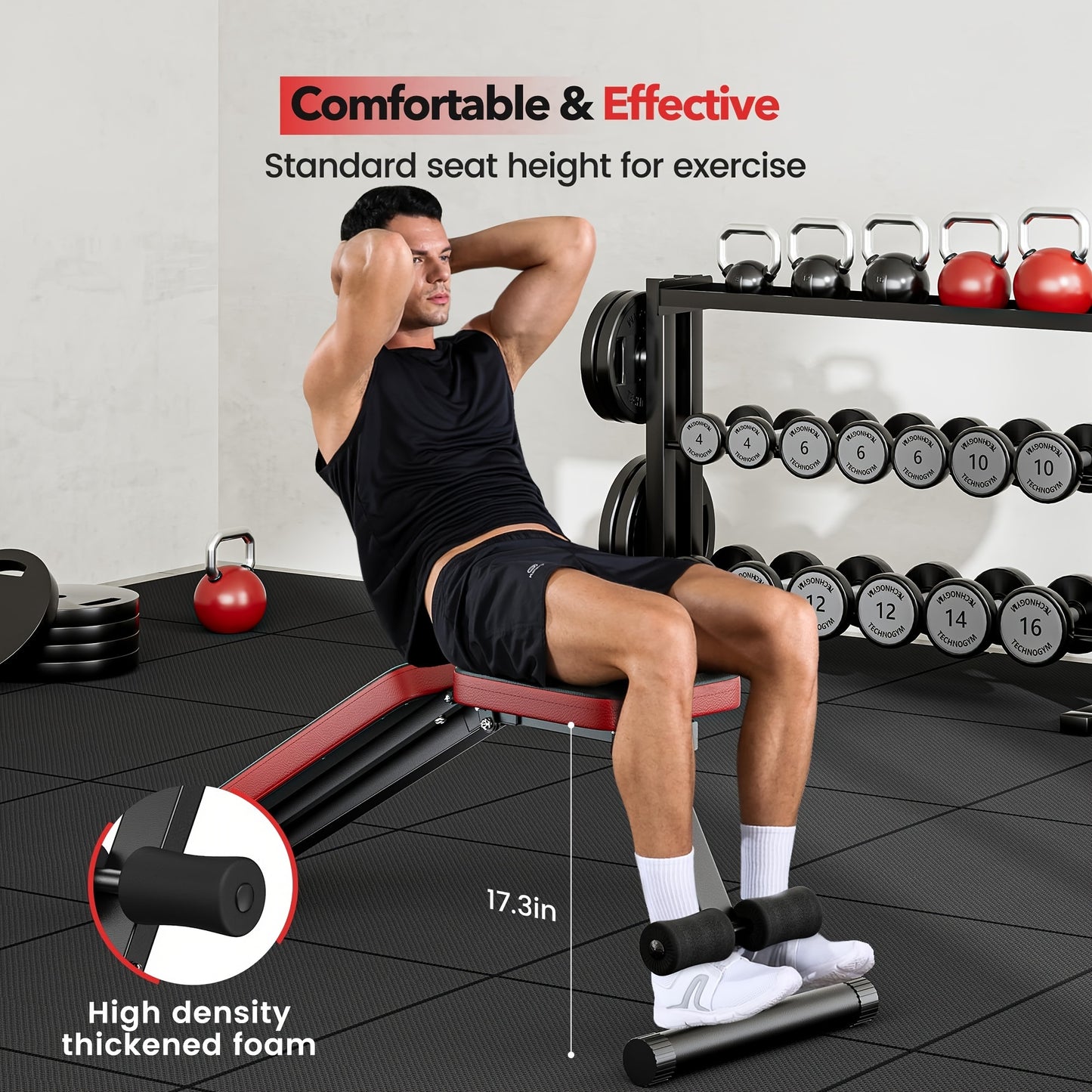 660LBS Weight Capacity Adjustable Workout Bench – 8-Position Backrest, Ergonomic Design, Perfect for Home Gym and Fitness Enthusiasts