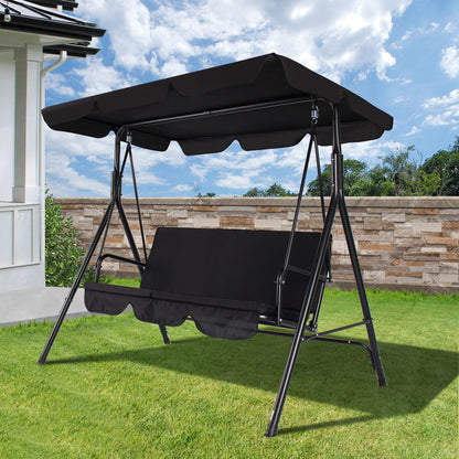 COVERONICS 3-Seat Outdoor Porch Swing – Patio Swing Chair with Adjustable Canopy, Durable Metal Frame, and Removable Cushions – Ideal for Backyard, Terrace, Lawn