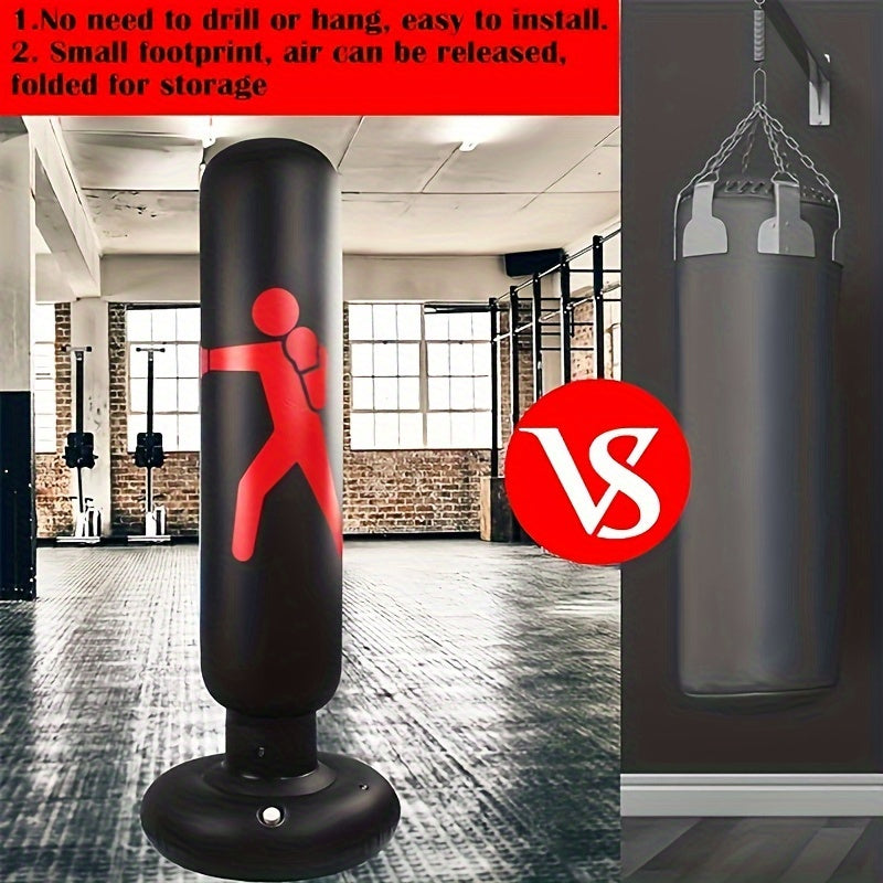 Kids Inflatable Punching Bag with Stand – 63 Inch Freestanding Martial Arts Training Equipment, Durable Polyethylene, Perfect Gift for Boys and Girls