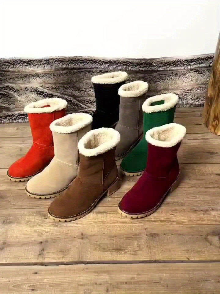 Vintage Style Women's Ankle Boots - Winter Casual, Chunky Heel, Plush Lining, TPR Sole, Hand Washable