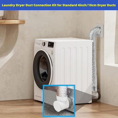 Laundry Dryer Duct Connection Kit – Indoor Hook-Up for Standard 4-Inch Dryer Ducts with Fixed Bracket and STV-90 Connector